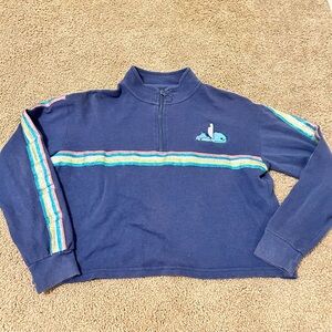 Disney Stich character Blue Zip Up Sweater with Sporty colorful Stripes